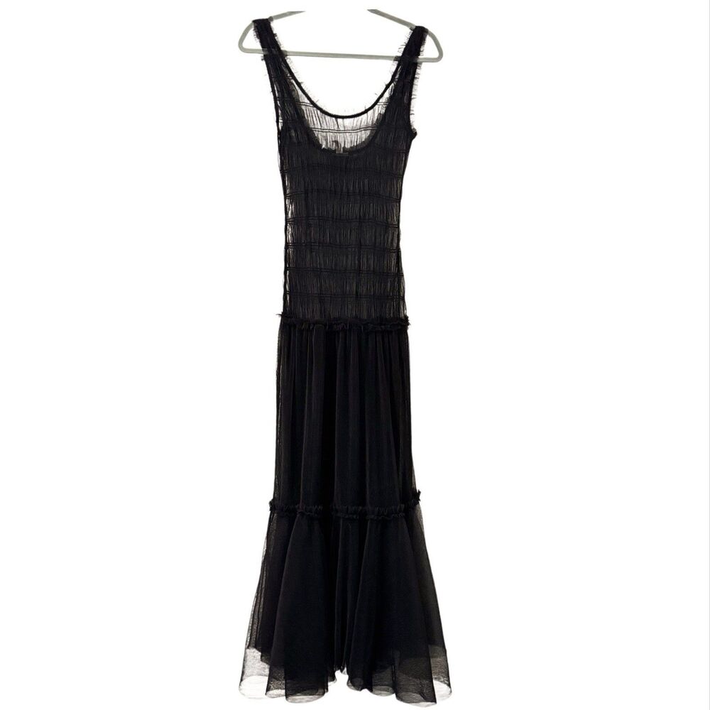 Free People Smocked Slip Tulle Sheer Shirred Dress